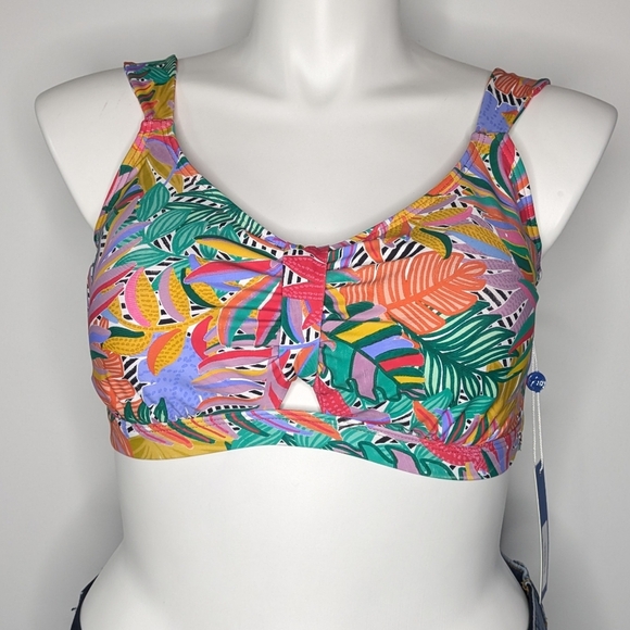 NWT Birdsong Red Yellow Orange Tropical Wild Tropic Bikini Top 38G - Picture 1 of 10